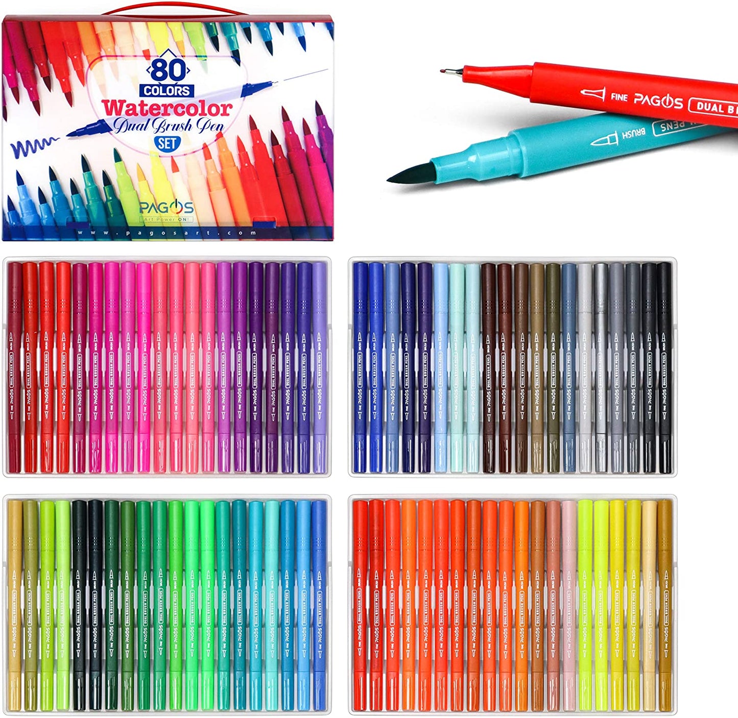 Watercolor Dual Brush Pens 80 Pieces Set