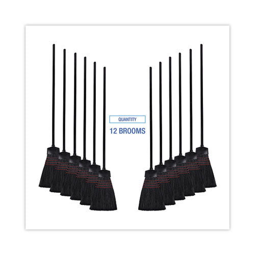 Maid Broom, Plastic Bristles, 54" Overall Length, Dozen
