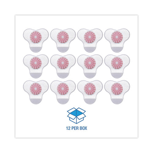 Urinal Screen With Para Deodorizer Block, Cherry Scent, 3 Oz, Red/white, 12/box