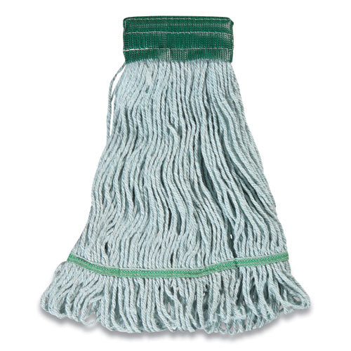 Looped-end Wet Mop Head, Pet/cotton Blend, Medium, 5" Headband, Blue