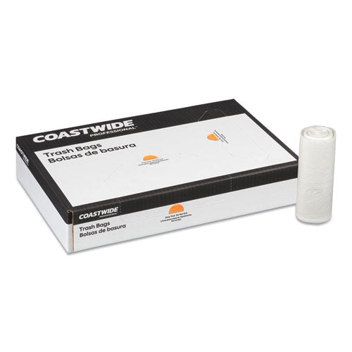 High-density Can Liners, 10 Gal, 8 Mic, 24" X 24", Natural, 50 Bags/roll, 20 Rolls/carton