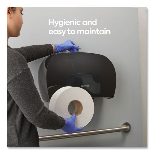 Twin Jumbo Roll Toilet Paper Dispenser, 20.13 X 6.06, Black