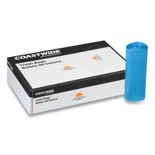 High-density Can Liners, 45 Gal, 16 To 20 Mic, 40" X 48", Blue, 25 Bags/roll, 8 Rolls/carton