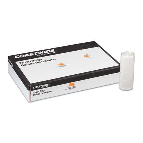 High-density Can Liners, 33 Gal, 12 Mic, 33" X 40", Natural, 25 Bags/roll, 10 Rolls/carton