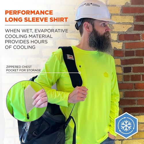 Chill-its 6689 Cooling Long Sleeve Sun Shirt With Uv Protection, Medium, Lime, Ships In 1-3 Business Days