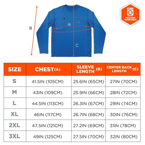 Chill-its 6689 Cooling Long Sleeve Sun Shirt With Uv Protection, Small, Blue, Ships In 1-3 Business Days