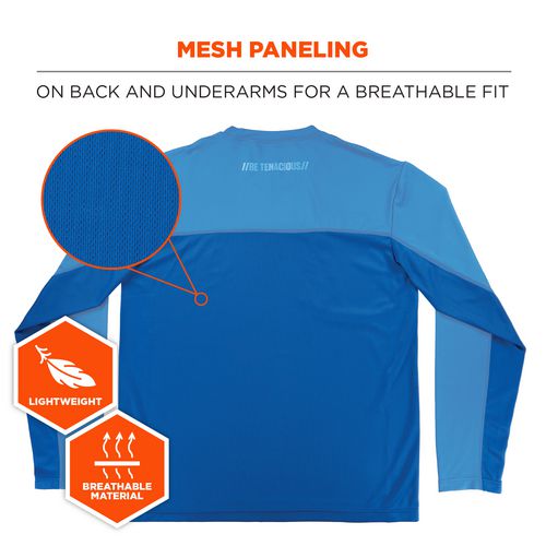 Chill-its 6689 Cooling Long Sleeve Sun Shirt With Uv Protection, Large, Blue, Ships In 1-3 Business Days