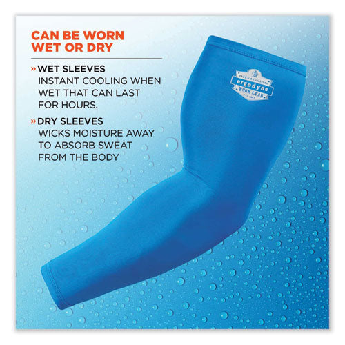 Chill-its 6690 Performance Knit Cooling Arm Sleeve, Polyester/spandex, X-large, Blue, 2 Sleeves, Ships In 1-3 Business Days