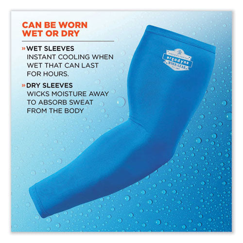 Chill-its 6690 Performance Knit Cooling Arm Sleeve, Polyester/spandex, 2x-large, Blue, 2 Sleeves, Ships In 1-3 Business Days
