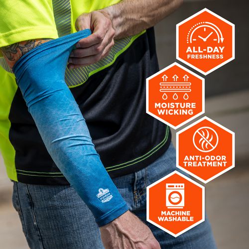 Chill-its 6695 Sun Protection Arm Sleeves, Polyester/spandex, Medium/large, Blue, Ships In 1-3 Business Days