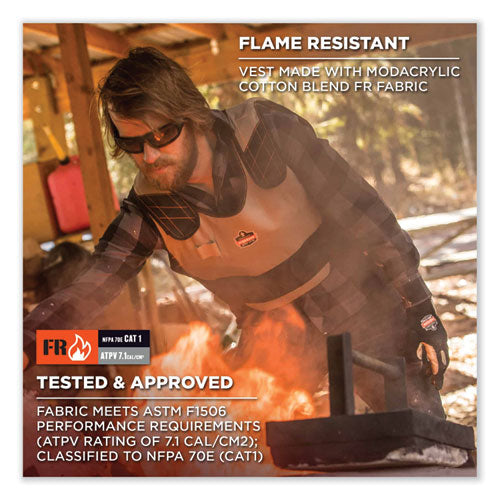 Chill-its 6215 Premium Fr Phase Change Cooling Vest W/packs, Modacrylic Cotton, Large/xl, Orange, Ships In 1-3 Business Days