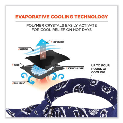 Chill-its 6700 Cooling Bandana Polymer Tie Headband, One Size Fits Most, Navy Western, Ships In 1-3 Business Days