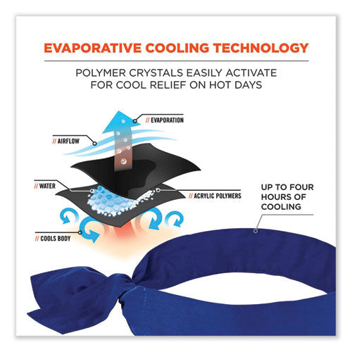 Chill-its 6700 Cooling Bandana Polymer Tie Headband, One Size Fits Most, Solid Blue, Ships In 1-3 Business Days