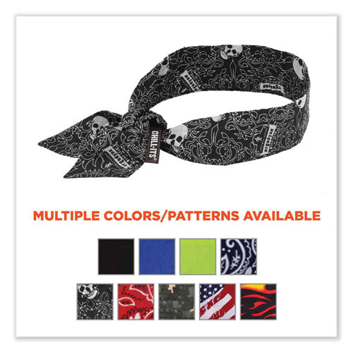 Chill-its 6700 Cooling Bandana Polymer Tie Headband, One Size Fits Most, Skulls, Ships In 1-3 Business Days