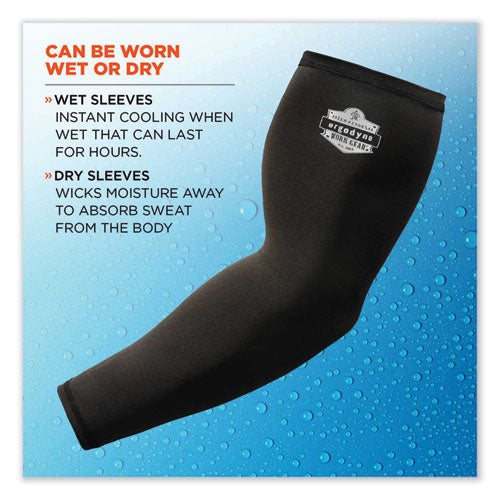 Chill-its 6690 Performance Knit Cooling Arm Sleeve, Polyester/spandex, Large, Black, 2 Sleeves, Ships In 1-3 Business Days
