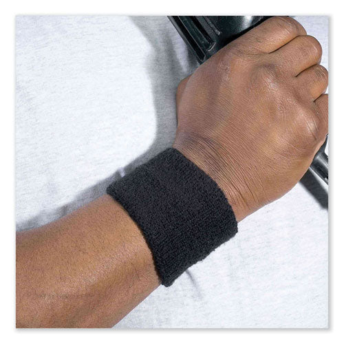 Chill-its 6500 Wrist Terry Cloth Sweatband, Cotton Terry, One Size Fits Most, Black, Ships In 1-3 Business Days