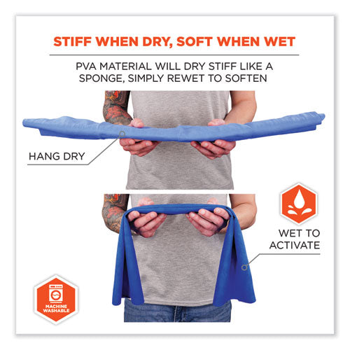 Chill-its 6602 Evaporative Pva Cooling Towel, 29.5 X 13, One Size Fits Most, Pva, Blue, 50/pack, Ships In 1-3 Business Days