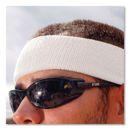 Chill-its 6550 Head Terry Cloth Sweatband, Cotton Terry, One Size Fits Most, White, Ships In 1-3 Business Days