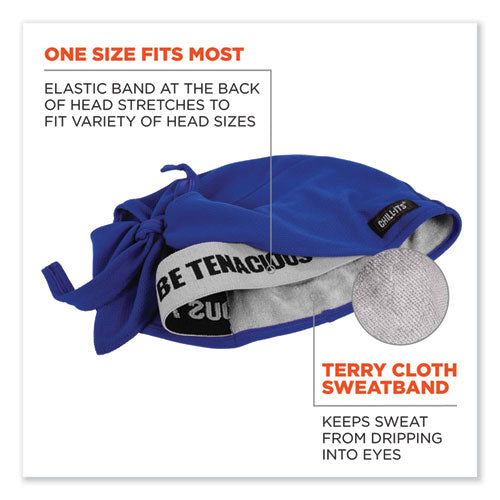 Chill-its 6615 High-perform Bandana Doo Rag With Terry Cloth Sweatband, One Size Fits Most, Blue, Ships In 1-3 Business Days