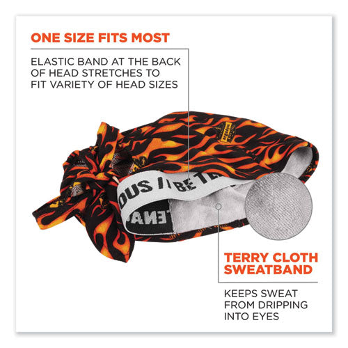 Chill-its 6615 High-performance Bandana Doo Rag With Terry Cloth Sweatband, One Size, Flames, Ships In 1-3 Business Days