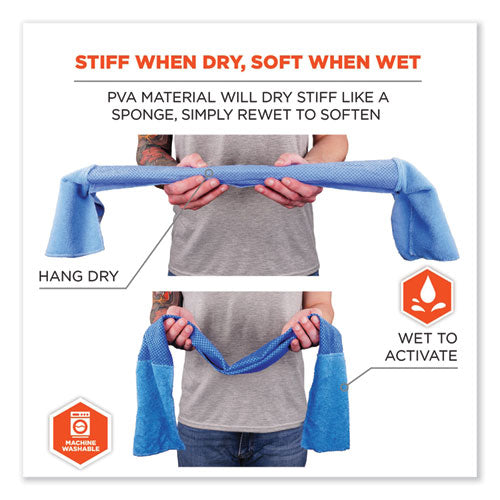 Chill-its 6604 Multipurpose Cleaning Cooling Towel, 35x8, One Size Fit Most, Microfiber/pva, Blue, Ships In 1-3 Business Days