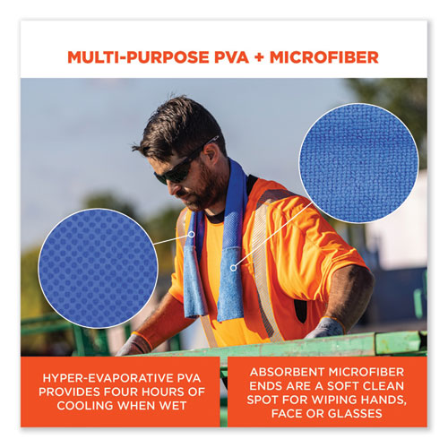 Chill-its 6604 Multipurpose Cleaning Cooling Towel, 35x8, One Size Fit Most, Microfiber/pva, Blue, Ships In 1-3 Business Days