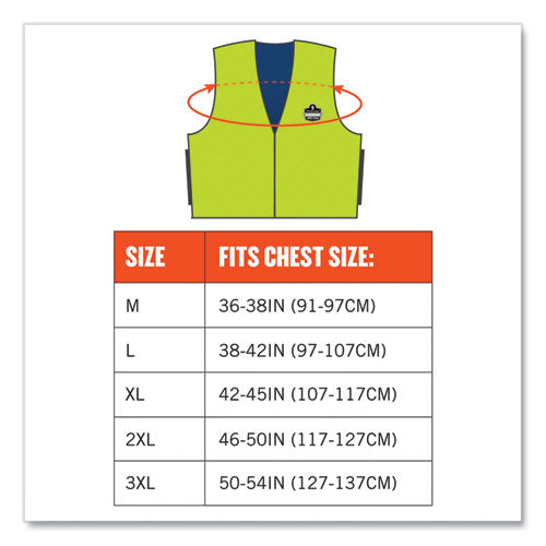 Chill-its 6665 Embedded Polymer Cooling Vest With Zipper, Nylon/polymer, Large, Lime, Ships In 1-3 Business Days