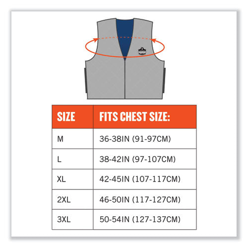 Chill-its 6665 Embedded Polymer Cooling Vest With Zipper, Nylon/polymer, 2x-large, Gray, Ships In 1-3 Business Days