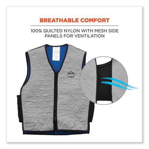 Chill-its 6665 Embedded Polymer Cooling Vest With Zipper, Nylon/polymer, 3x-large, Gray, Ships In 1-3 Business Days