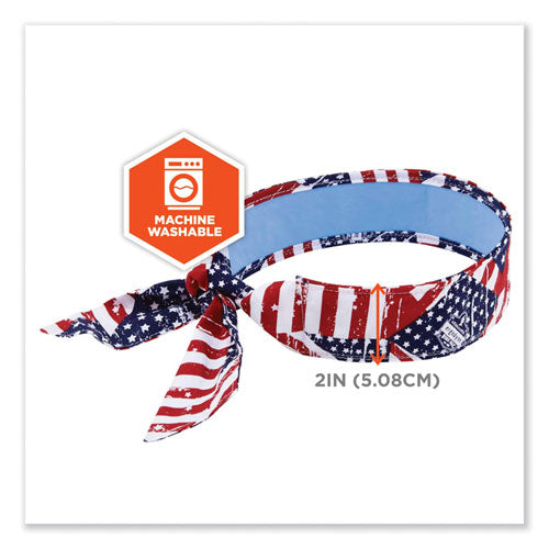 Chill-its 6700ct Cooling Bandana Pva Tie Headband, One Size Fits Most, Stars And Stripes, Ships In 1-3 Business Days