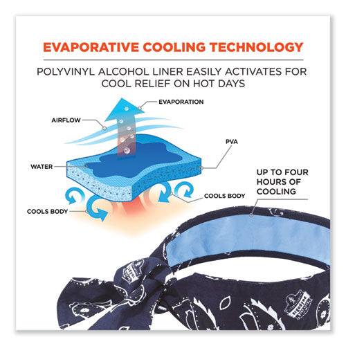 Chill-its 6700ct Cooling Bandana Pva Tie Headband, One Size Fits Most, Navy Western, Ships In 1-3 Business Days