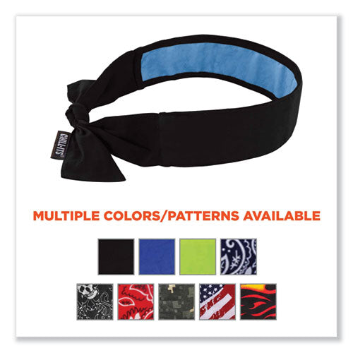 Chill-its 6700ct Cooling Bandana Pva Tie Headband, One Size Fits Most, Black, Ships In 1-3 Business Days