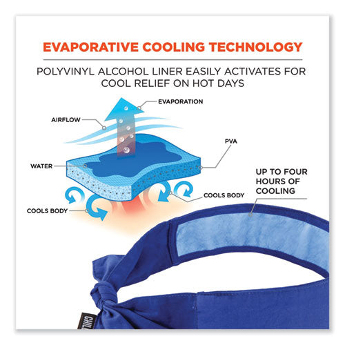 Chill-its 6700ct Cooling Bandana Pva Tie Headband, One Size Fits Most, Solid Blue, Ships In 1-3 Business Days