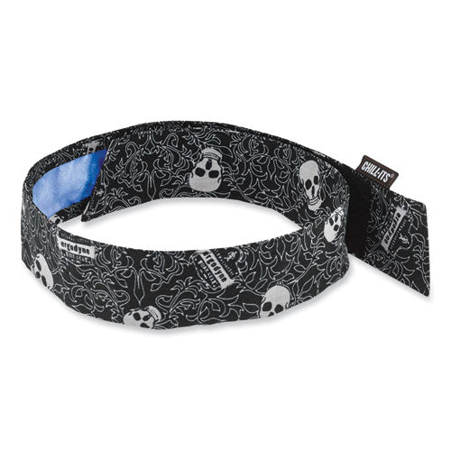 Chill-its 6705ct Cooling Pva Hook And Loop Bandana Headband, One Size Fits Most, Skulls, Ships In 1-3 Business Days