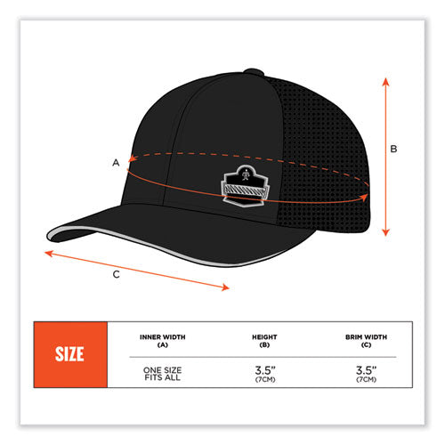 Chill-its 8937 Performance Cooling Baseball Hat, One Size Fits Most, Black, Ships In 1-3 Business Days