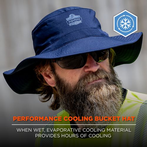 Chill-its 8939 Cooling Bucket Hat, Polyester/spandex, One Size Fits Most, Navy, Ships In 1-3 Business Days