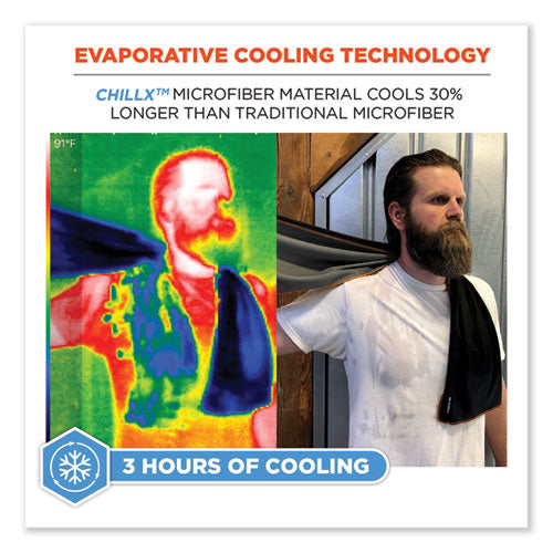 Chill-its 6602mf Evaporative Microfiber Cooling Towel, 40.9 X 9.8, One Size, Microfiber, Black, Ships In 1-3 Business Days