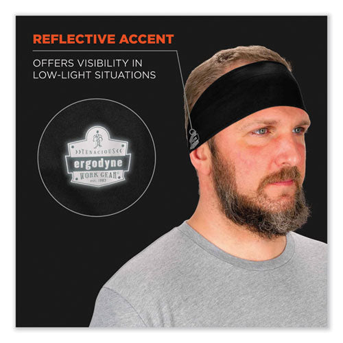 Chill-its 6634 Performance Knit Cooling Headband, Polyester/spandex, One Size Fits Most, Black, Ships In 1-3 Business Days
