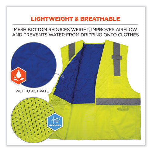 Chill-its 6668 Class 2 Hi-vis Safety Cooling Vest, Polymer, X-large, Lime, Ships In 1-3 Business Days