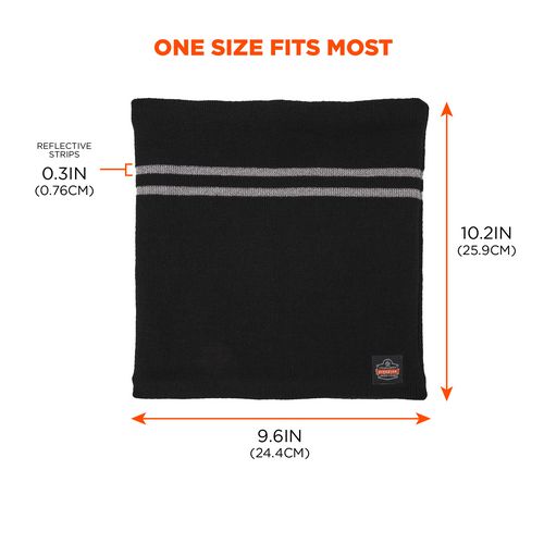 N-ferno 6961 Reflective Winter Neck Gaiter, One Size Fits Most, Black, Ships In 1-3 Business Days