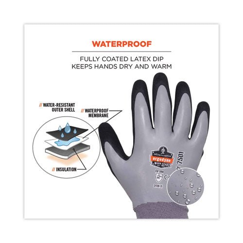 Proflex 7501 Coated Waterproof Winter Gloves, Gray, Large, Pair, Ships In 1-3 Business Days