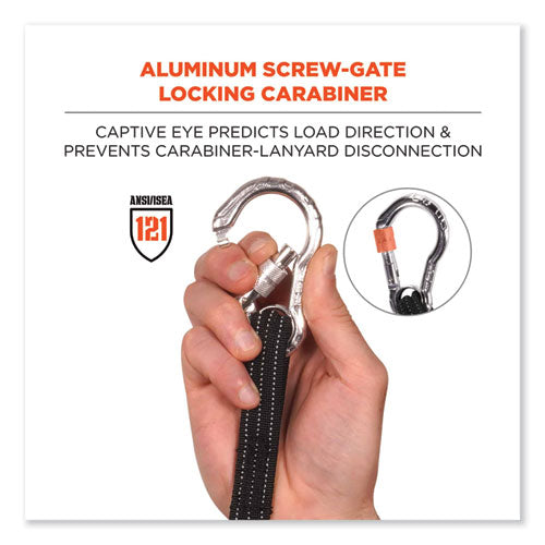 Squids 3100 Lanyard W/aluminum Carabiner + Cinch-loop, 10 Lb Max Work Capacity, 42" To 54", Black, Ships In 1-3 Business Days