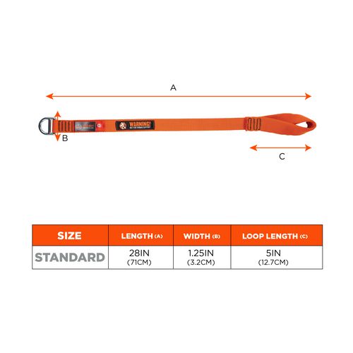 Squids 3177 Anchor Choke Strap For Tool Tethering, 60 Lb Max Safe Working Capacity, 28" Long, Orange, Ships In 1-3 Bus Days
