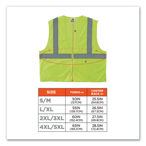 Glowear 8205z Class 2 Super Economy Mesh Vest, Polyester, Lime, 4x-large/5x-large, Ships In 1-3 Business Days