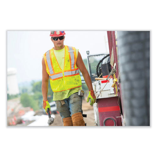 Glowear 8229z Class 2 Economy Two-tone Zipper Vest, Polyester, 4x-large/5x-large, Lime, Ships In 1-3 Business Days