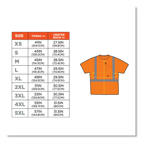 Glowear 8289 Class 2 Hi-vis T-shirt, Polyester, Orange, X-small, Ships In 1-3 Business Days