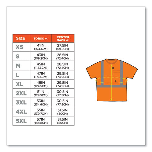 Glowear 8289 Class 2 Hi-vis T-shirt, Polyester, Orange, Small, Ships In 1-3 Business Days