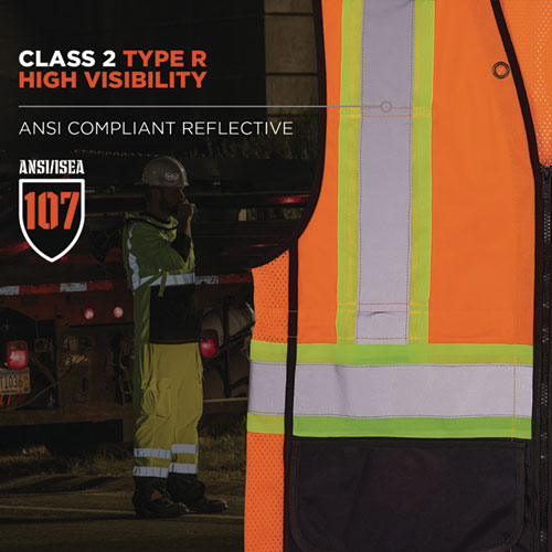 Glowear 8251hdz Class 2 Two-tone Hi-vis Safety Vest, 2x-large To 3x-large, Orange, Ships In 1-3 Business Days