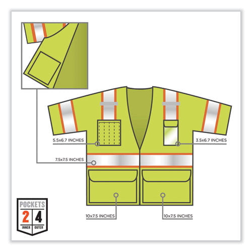 Glowear 8346z Class 3 Two-tone Hi-vis Surveyor Zipper Vest, 4x-large/5x-large, Lime, Ships In 1-3 Business Days
