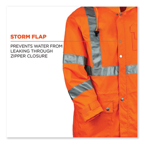 Glowear 8365 Class 3 Hi-vis Rain Jacket, Polyester, Small, Orange, Ships In 1-3 Business Days